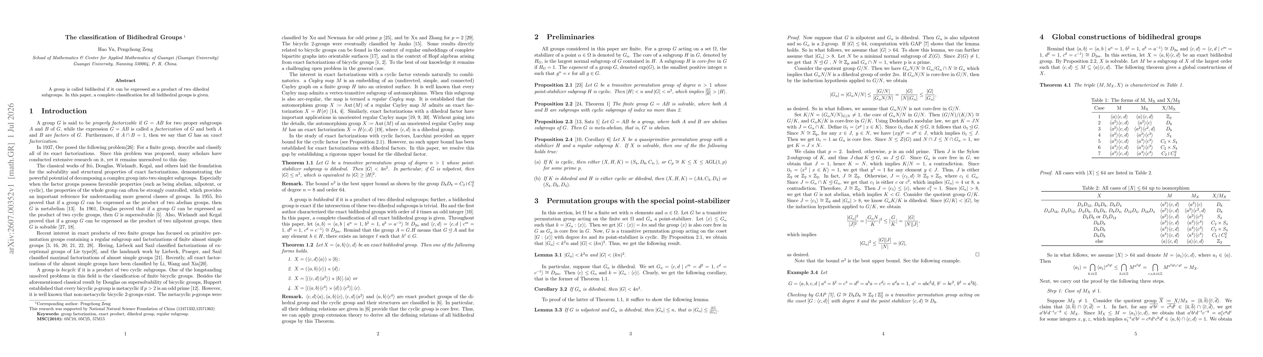 Thumbnail for The classification of Bidihedral Groups