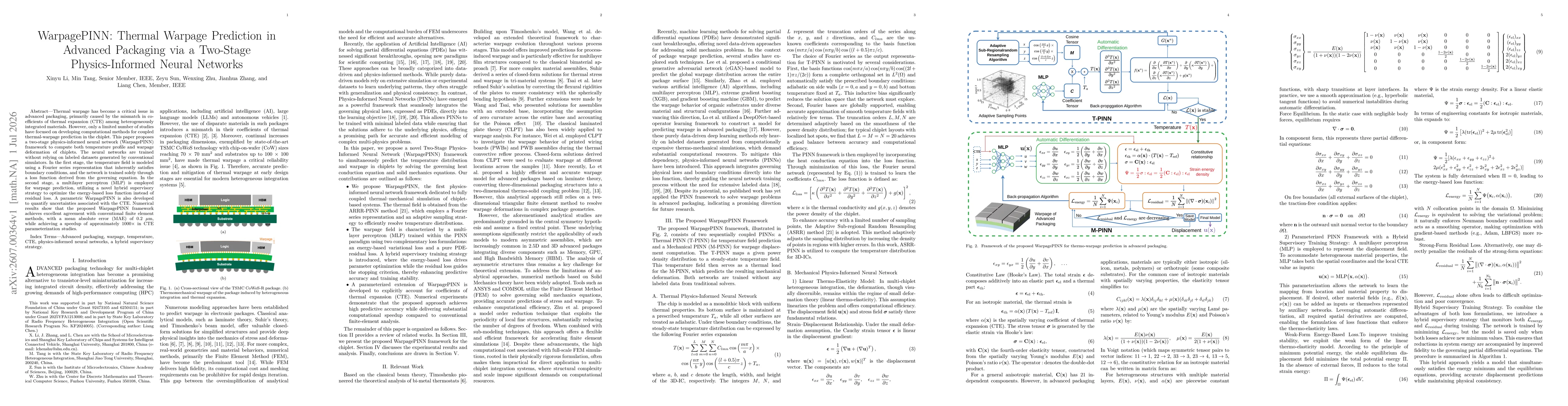 Thumbnail for WarpagePINN: Thermal Warpage Prediction in Advanced Packaging via a Two-Stage Physics-Informed Neural Networks