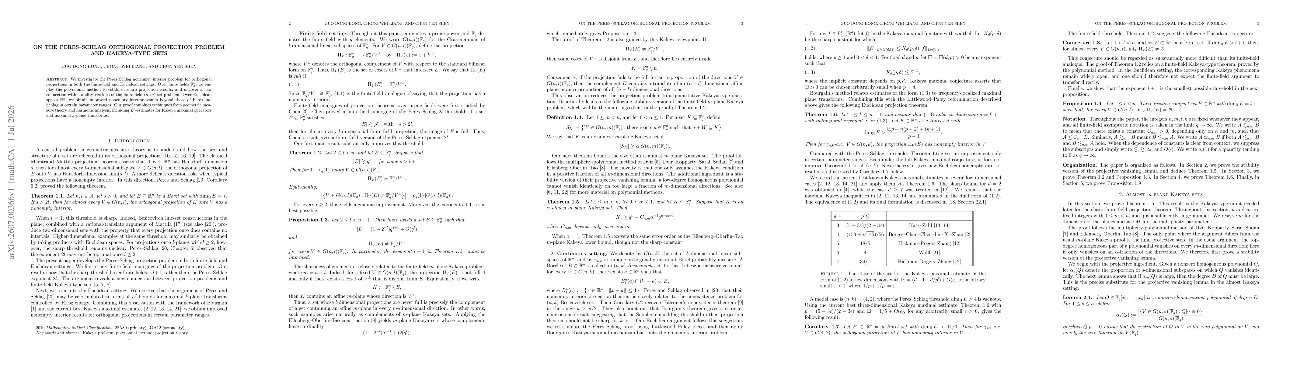 Thumbnail for On the Peres--Schlag orthogonal projection problem and Kakeya-type sets