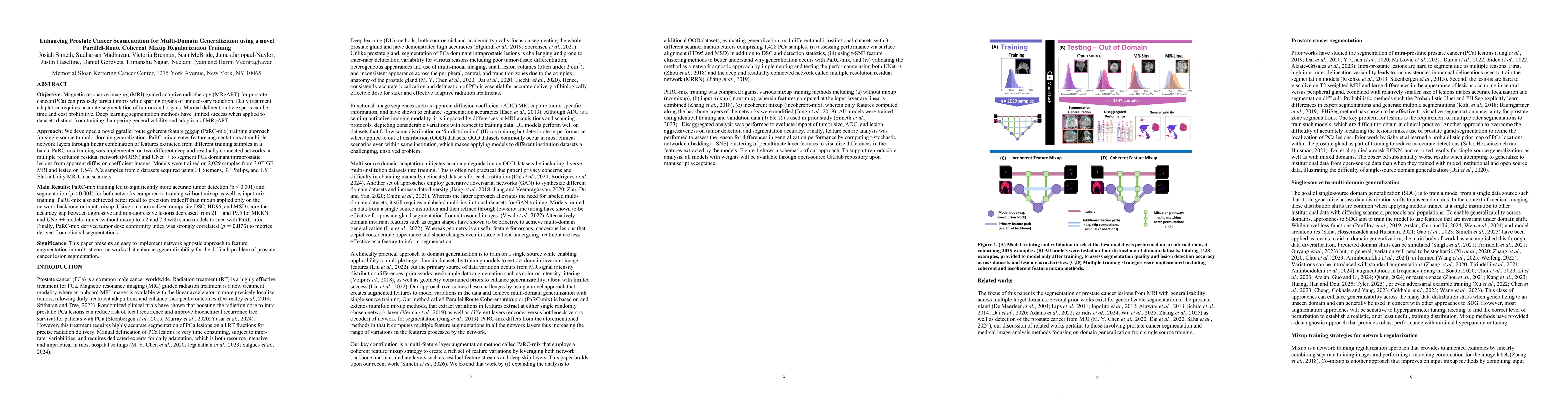 Thumbnail for Enhancing Prostate Cancer Segmentation for Multi-Domain Generalization using a novel Parallel-Route Coherent Mixup Regularization Training