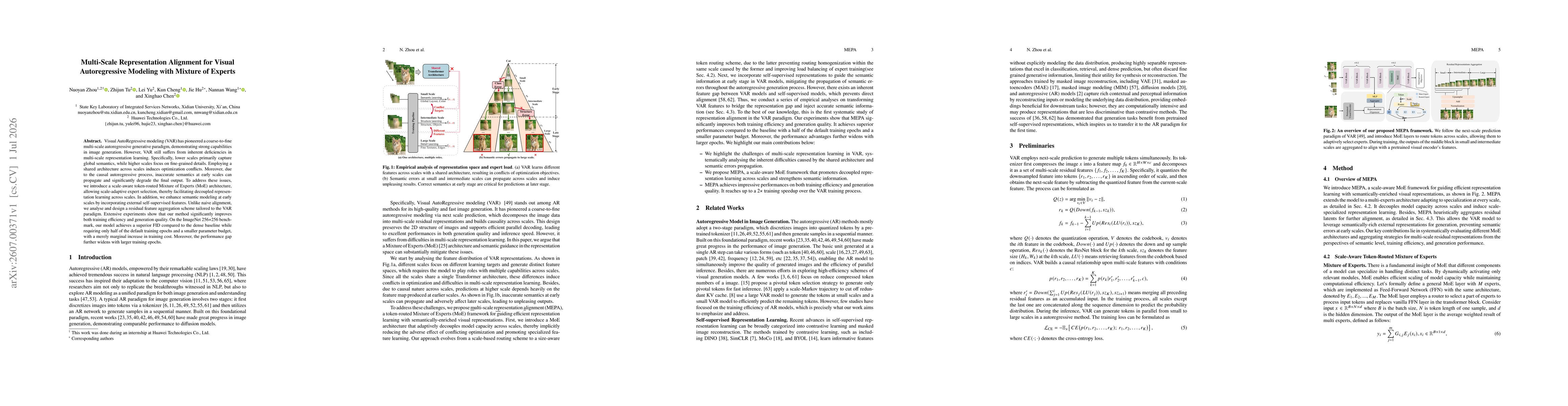 Thumbnail for MEPA: Multi-Scale Representation Alignment for Visual Autoregressive Modeling with Mixture of Experts