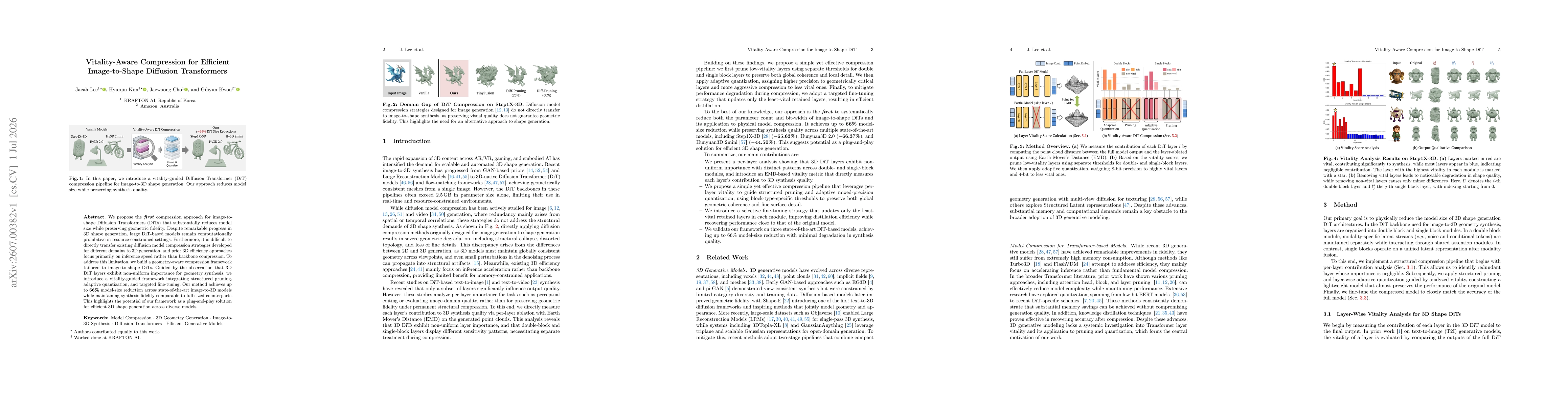 Thumbnail for Vitality-Aware Compression for Efficient Image-to-Shape Diffusion Transformers