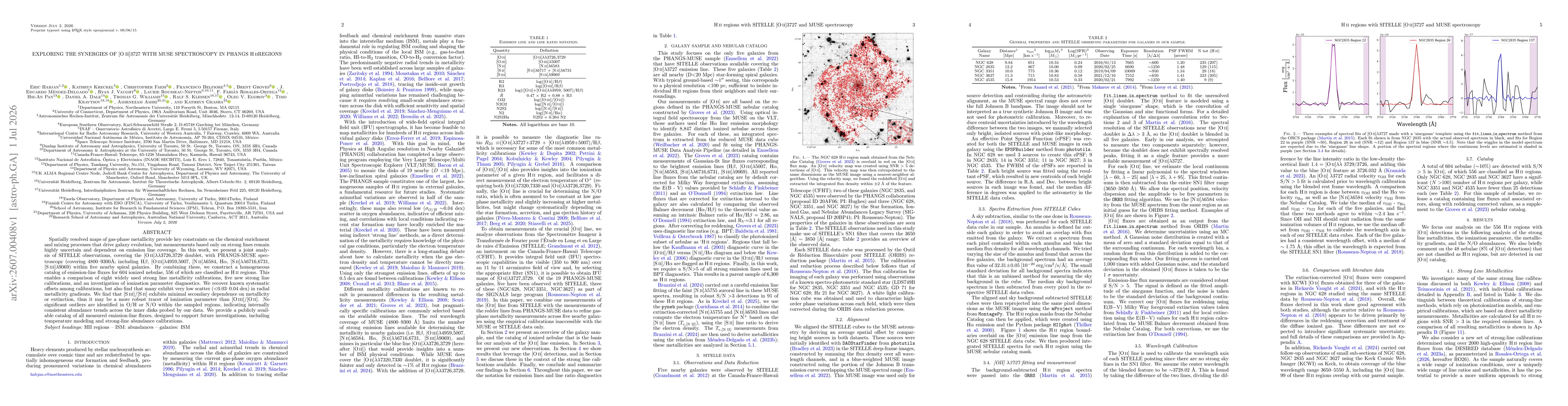 Thumbnail for Exploring the synergies of $[\mathrm{O\,II}]λ3727$ with MUSE spectroscopy in PHANGS H II regions
