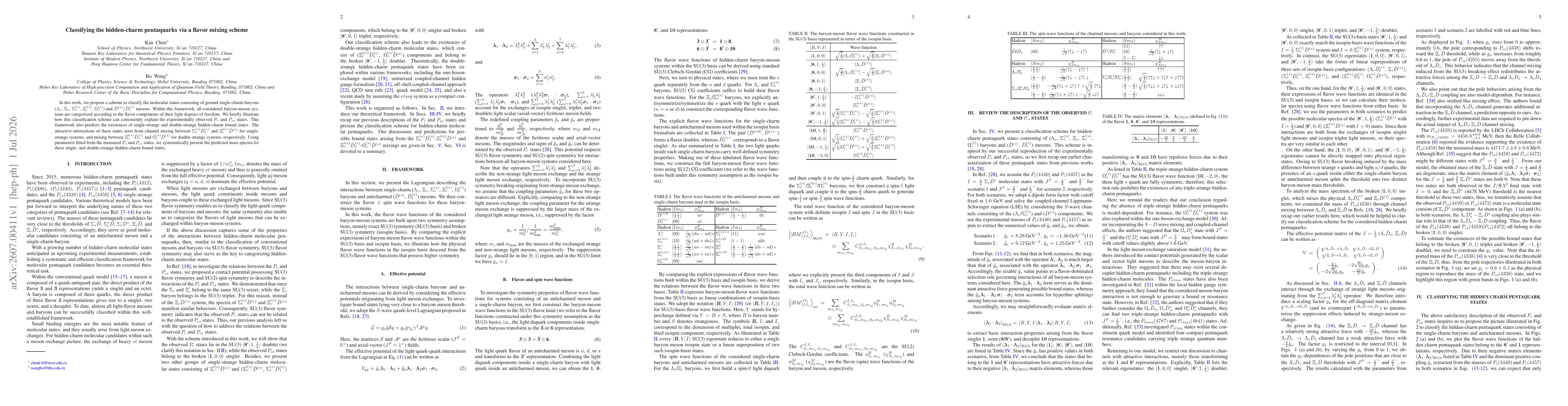 Thumbnail for Classifying the hidden-charm pentaquarks via a flavor mixing scheme