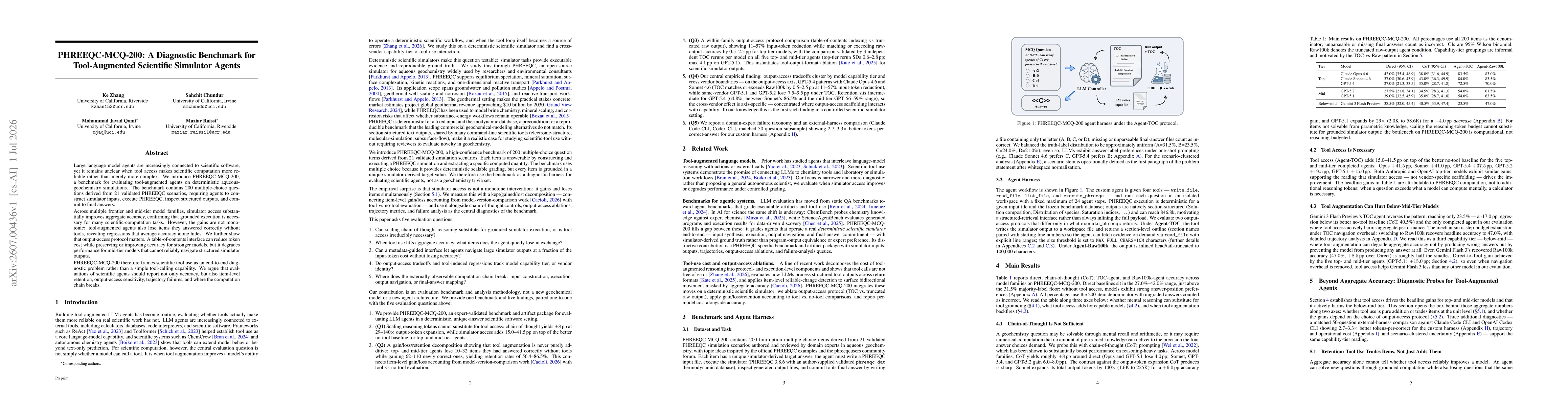 Thumbnail for PHREEQC-MCQ-200: A Diagnostic Benchmark for Tool-Augmented Scientific Simulator Agents