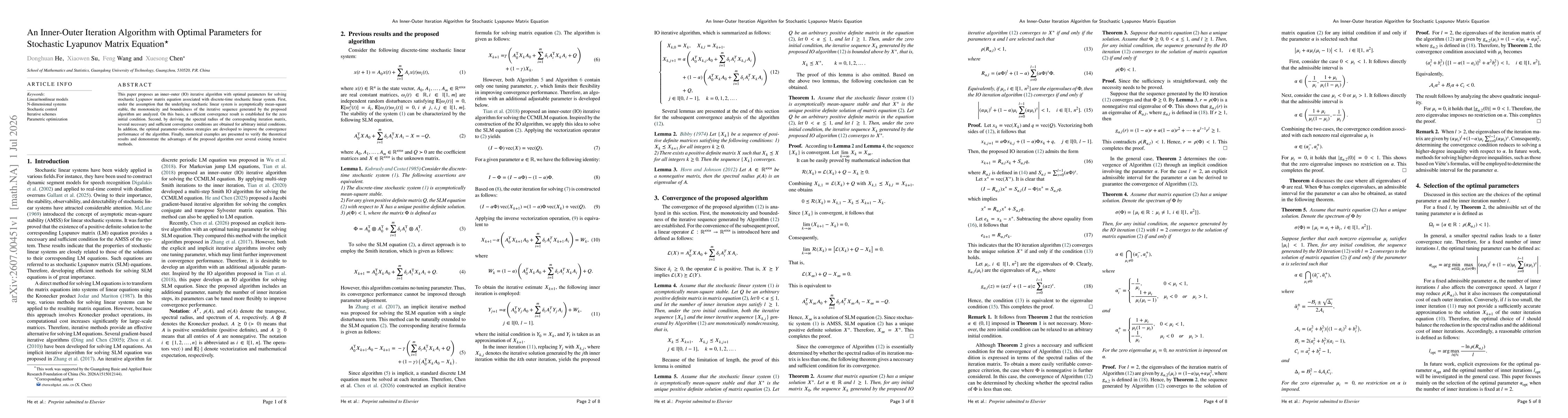 Thumbnail for An Inner-Outer Iteration Algorithm with Optimal Parameters for Stochastic Lyapunov Matrix Equation