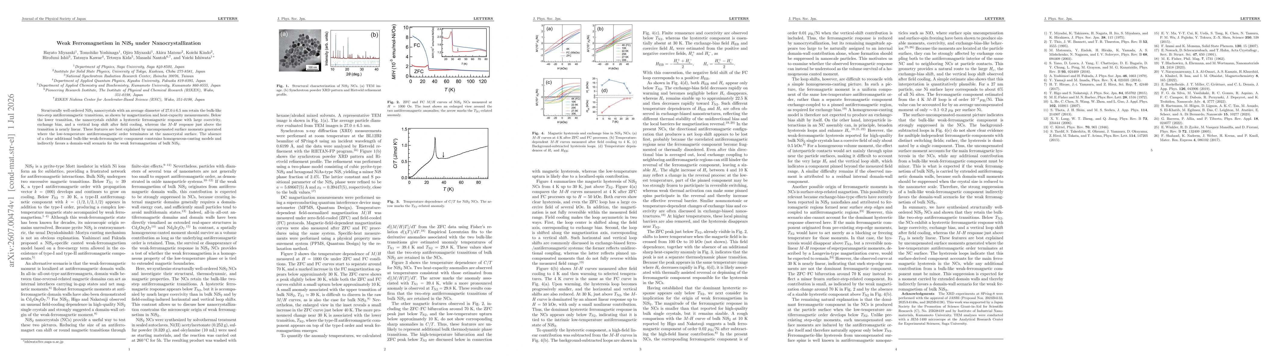 Thumbnail for Weak Ferromagnetism in NiS$_2$ under Nanocrystallization