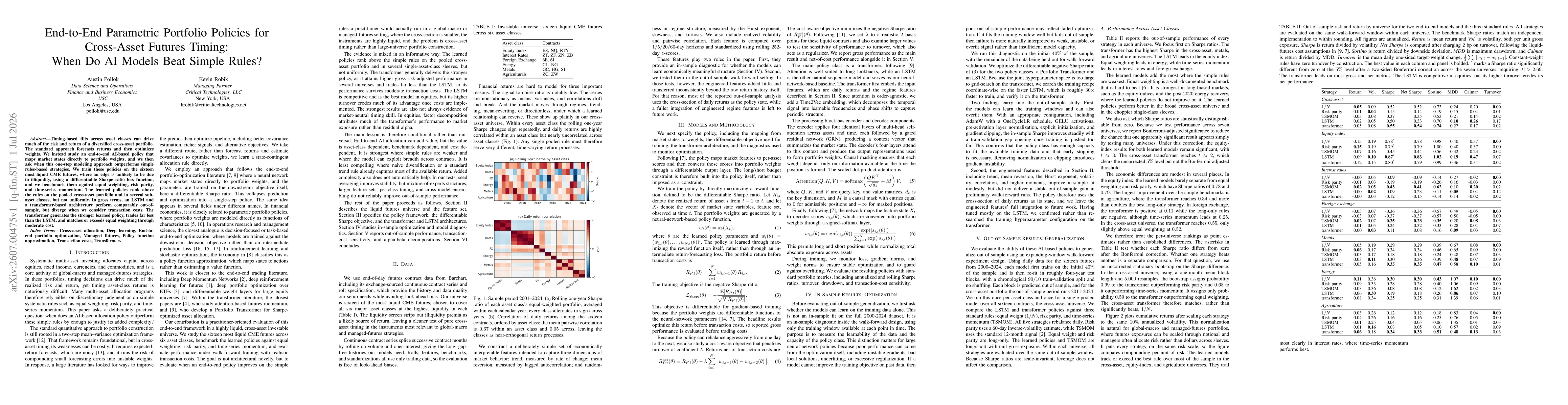 Thumbnail for End-to-End Parametric Portfolio Policies for Cross-Asset Futures Timing: When Do AI Models Beat Simple Rules?