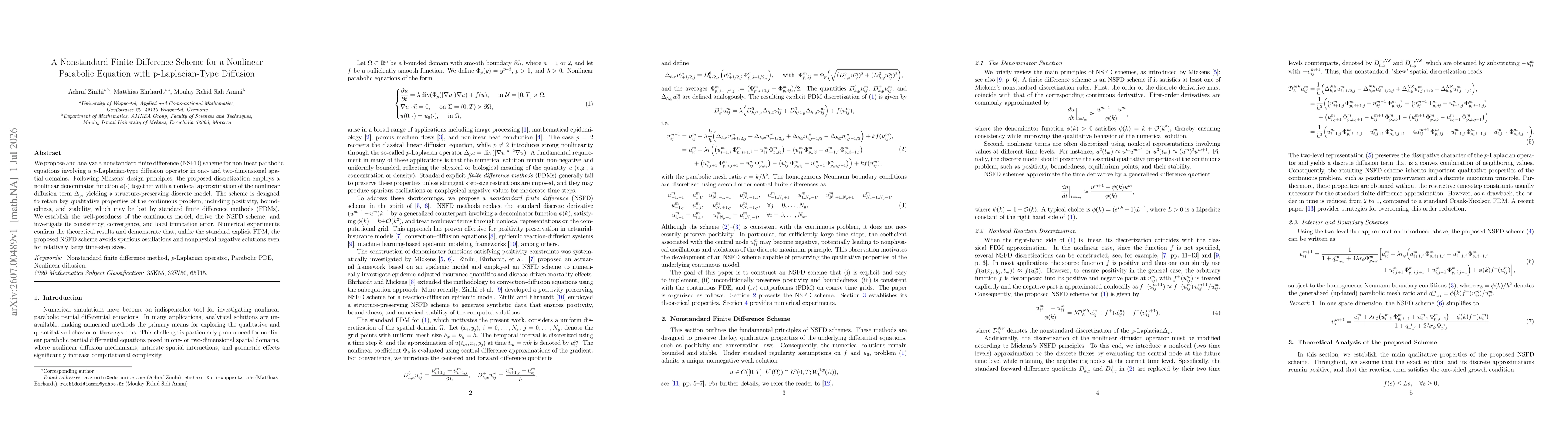 Thumbnail for A Nonstandard Finite Difference Scheme for a Nonlinear Parabolic Equation with p-Laplacian-Type Diffusion