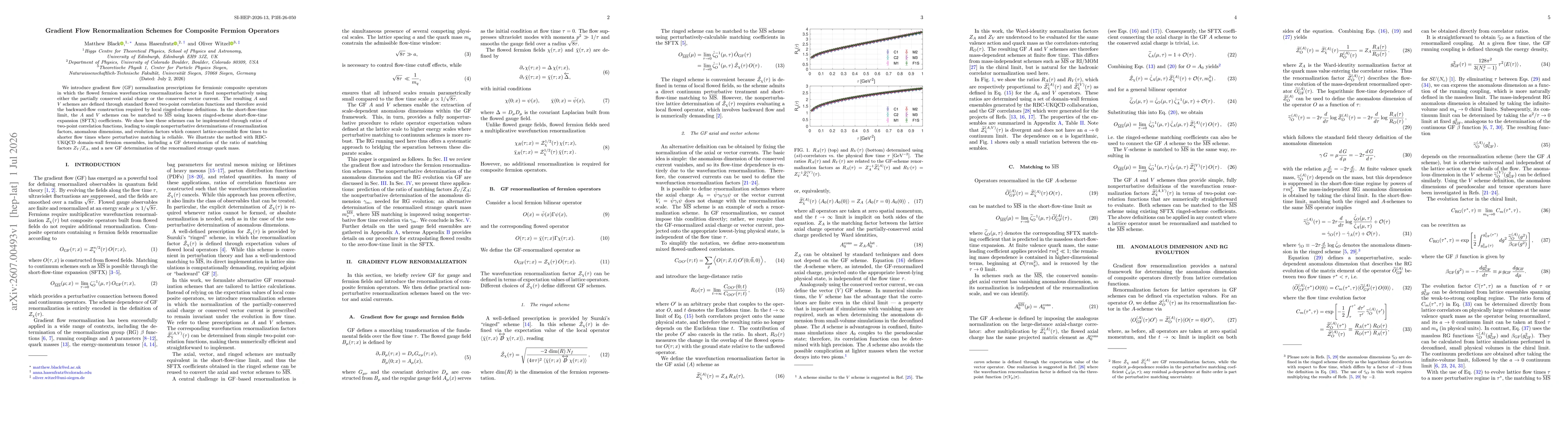 Thumbnail for Gradient Flow Renormalization Schemes for Composite Fermion Operators