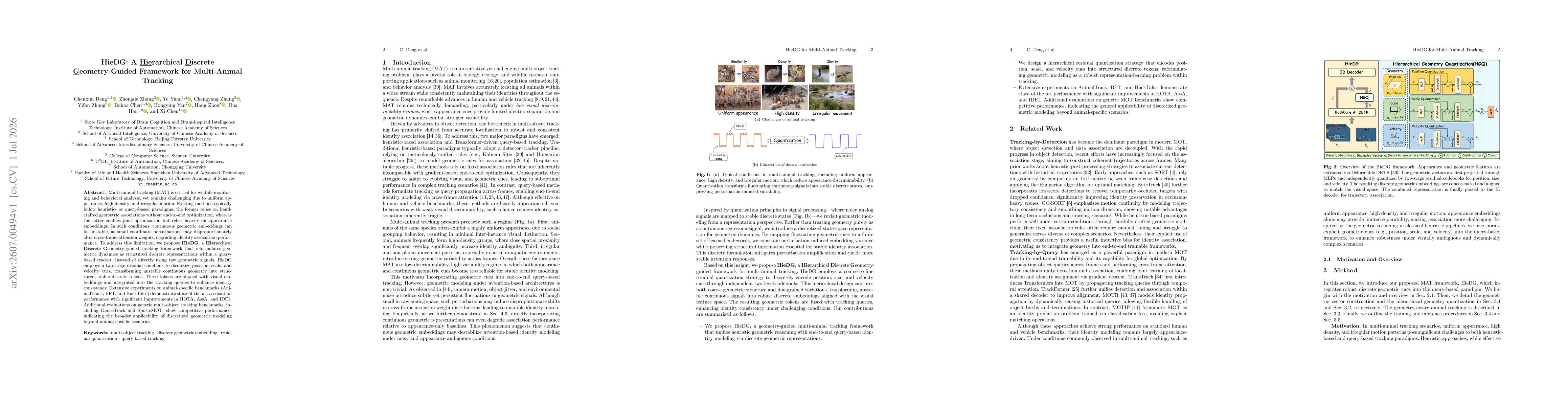 Thumbnail for HieDG: A Hierarchical Discrete Geometry-Guided Framework for Multi-Animal Tracking