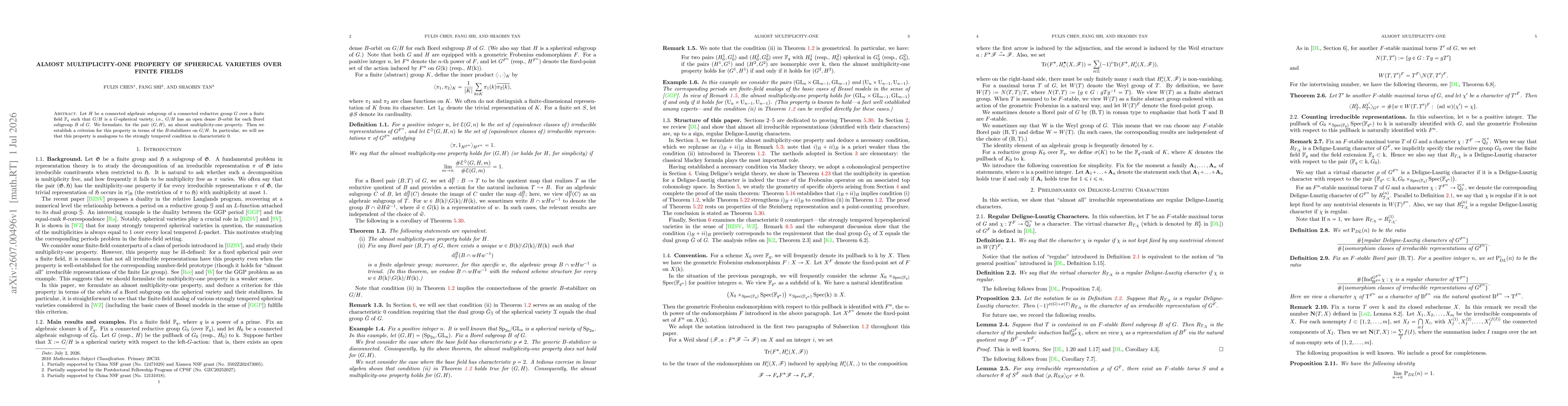 Thumbnail for Almost multiplicity-one property of spherical varieties over finite fields