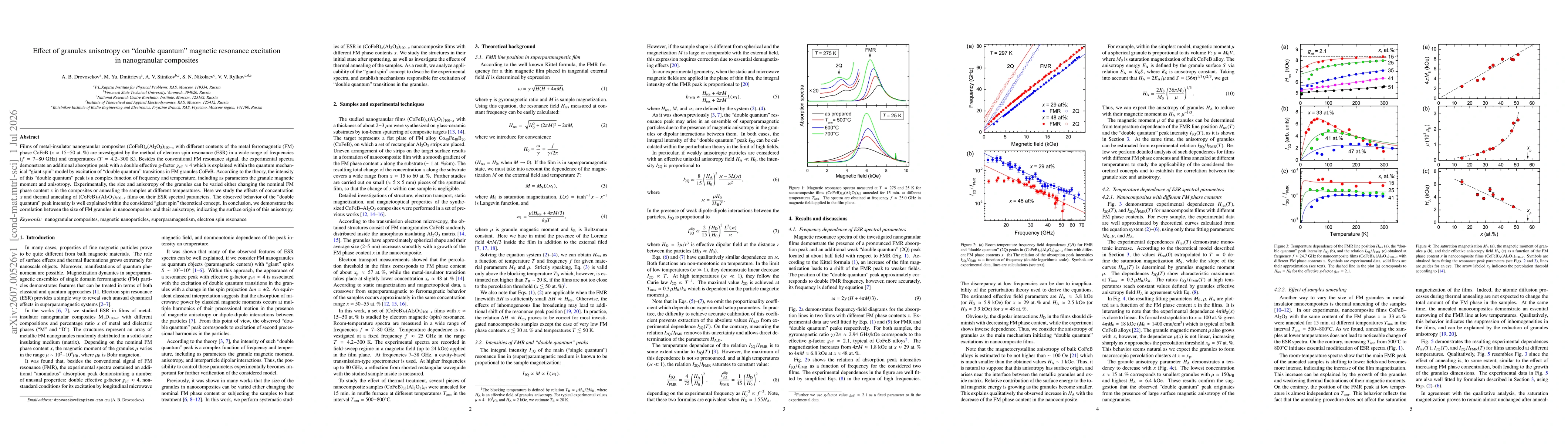 Thumbnail for Effect of granules anisotropy on "double quantum" magnetic resonance excitation in nanogranular composites