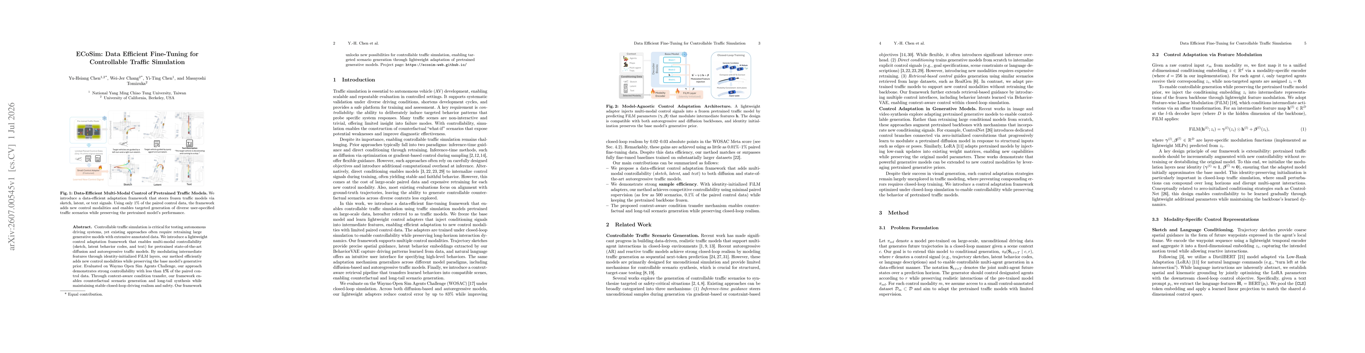 Thumbnail for ECoSim: Data Efficient Fine-Tuning for Controllable Traffic Simulation