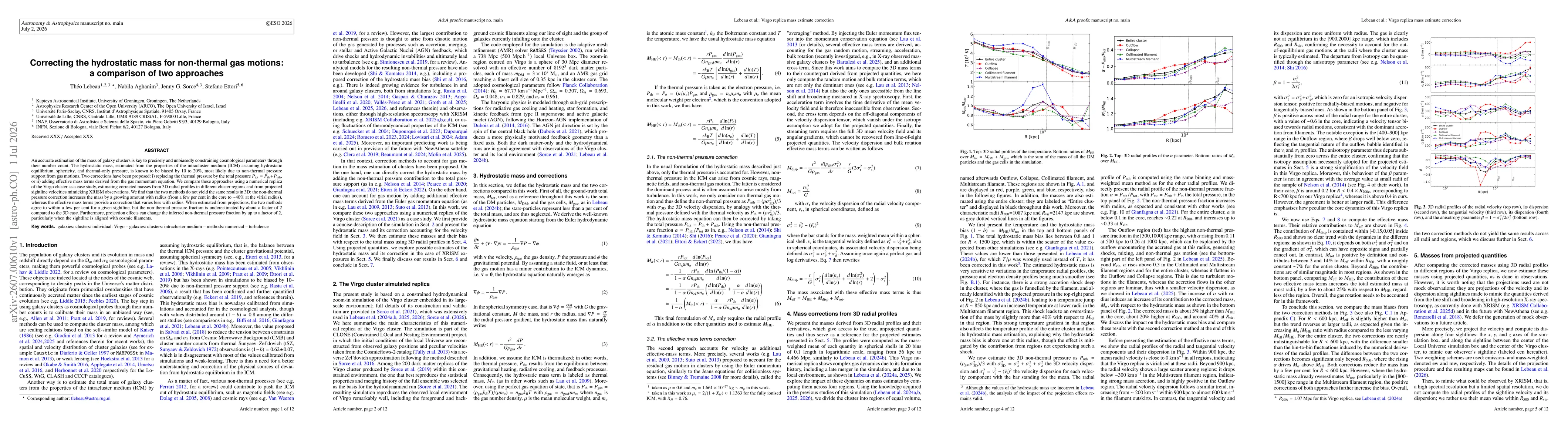 Thumbnail for Correcting the hydrostatic mass for non-thermal gas motions: a comparison of two approaches