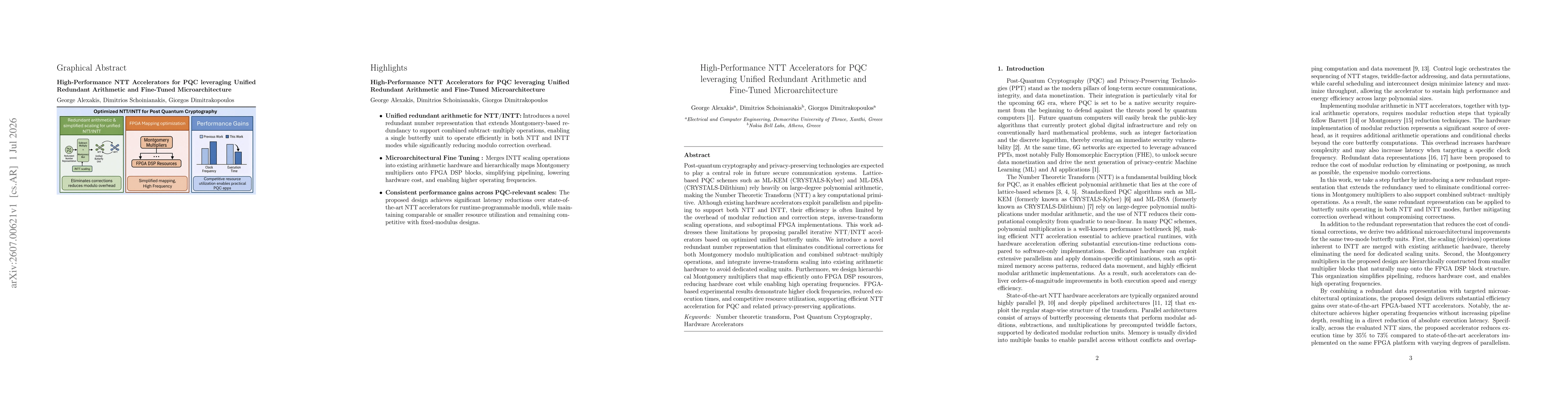 Thumbnail for High-Performance NTT Accelerators for PQC leveraging Unified Redundant Arithmetic and Fine-Tuned Microarchitecture