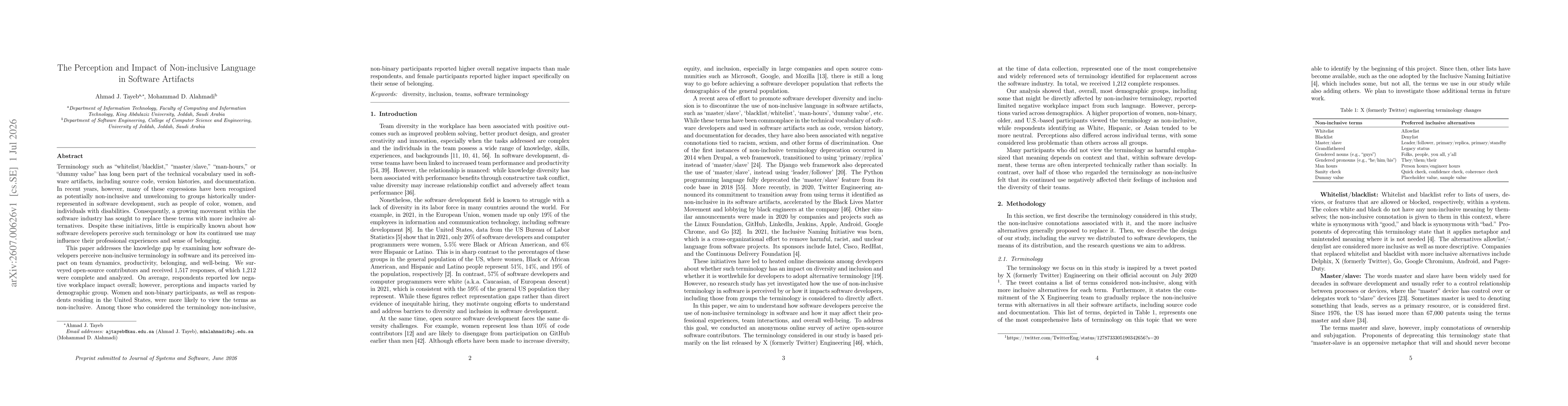 Thumbnail for The Perception and Impact of Non-inclusive Language in Software Artifacts