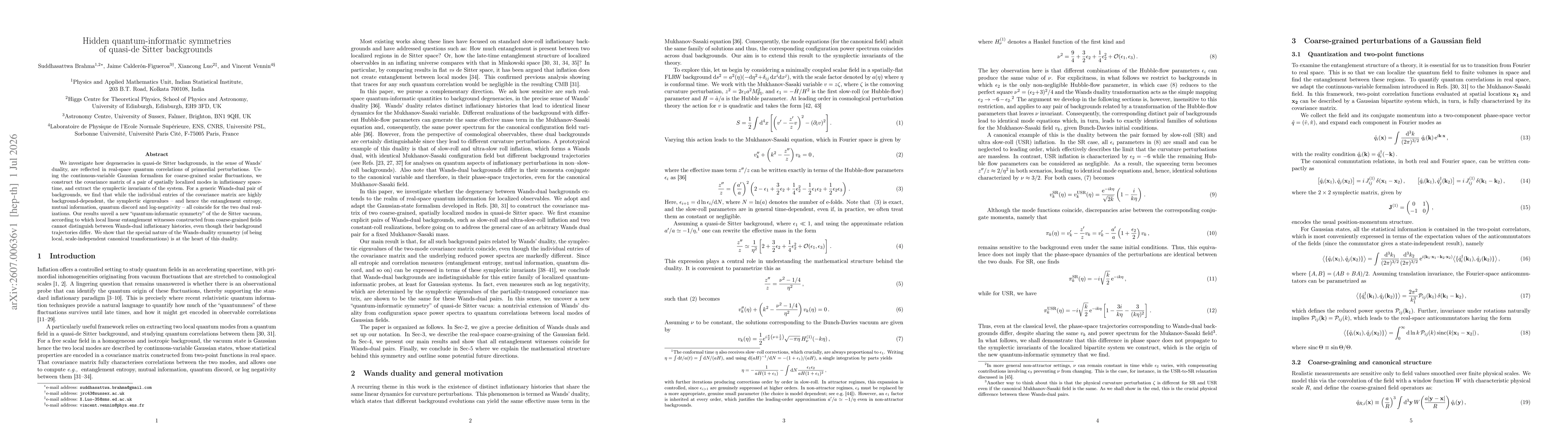 Thumbnail for Hidden quantum-informatic symmetries of quasi-de Sitter backgrounds