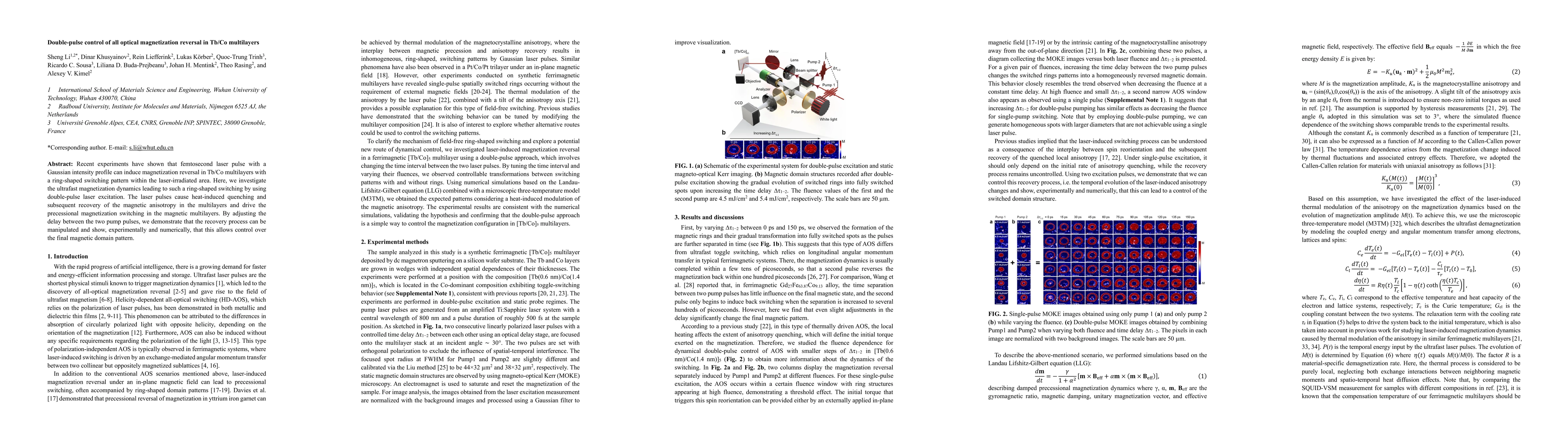 Thumbnail for Double-pulse control of all optical magnetization reversal in Tb/Co multilayers