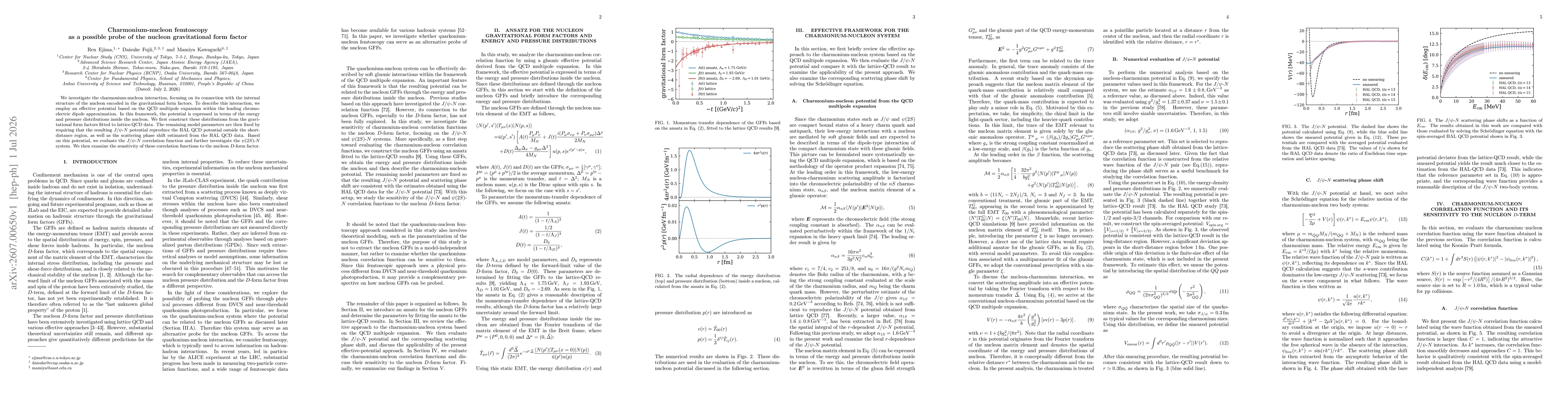 Thumbnail for Charmonium-nucleon femtoscopy as a possible probe of the nucleon gravitational form factor