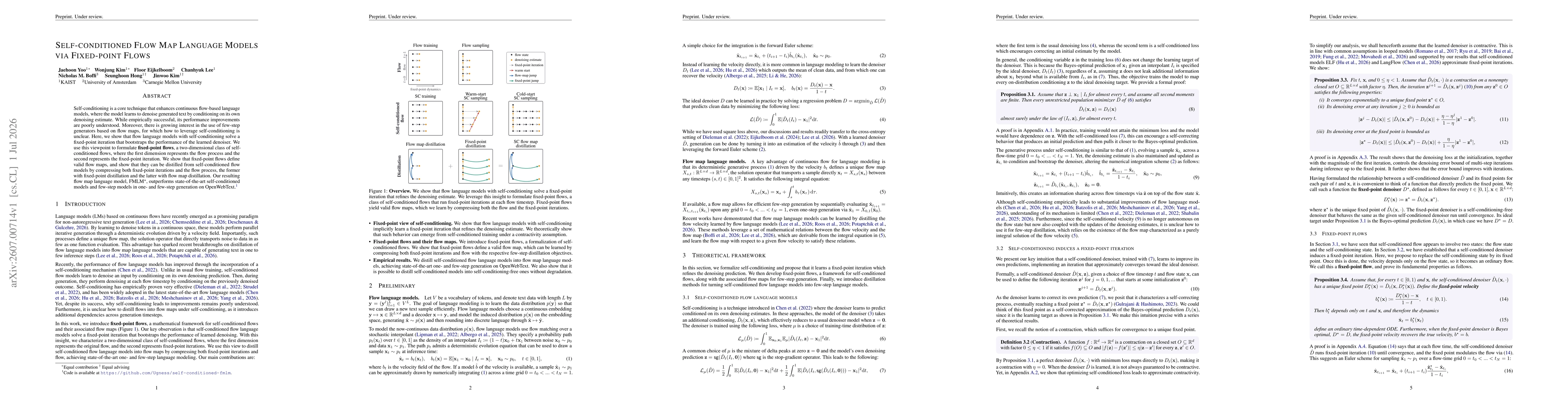 Thumbnail for Self-conditioned Flow Map Language Models via Fixed-point Flows