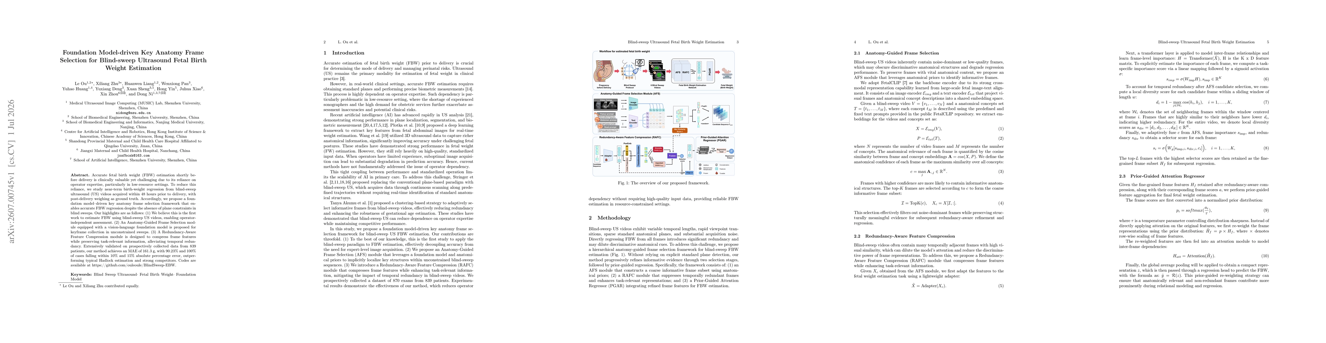 Thumbnail for Foundation Model-driven Key Anatomy Frame Selection for Blind-sweep Ultrasound Fetal Birth Weight Estimation