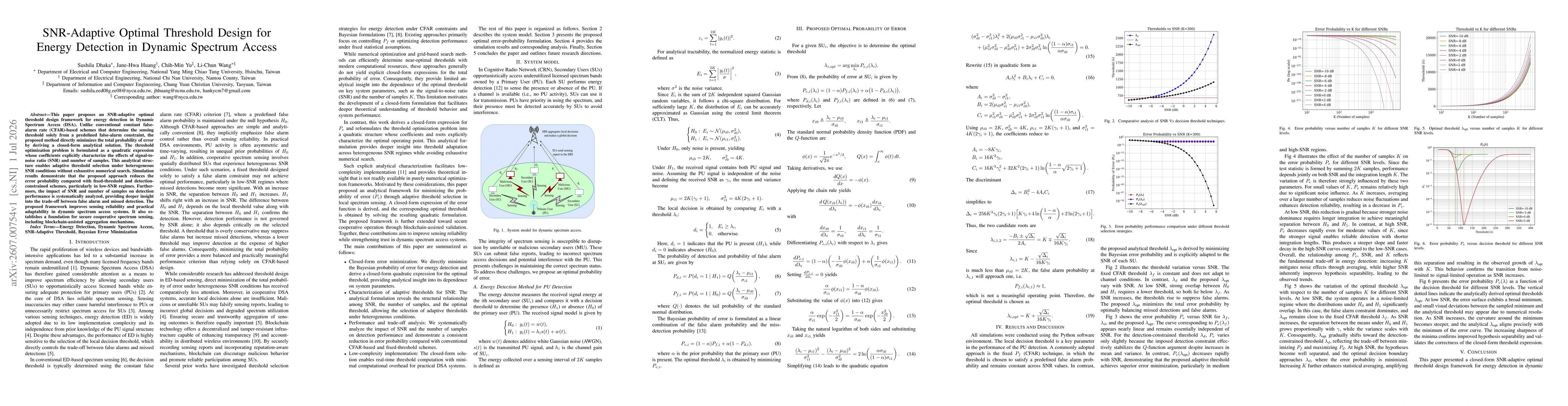 Thumbnail for SNR-Adaptive Optimal Threshold Design for Energy Detection in Dynamic Spectrum Access