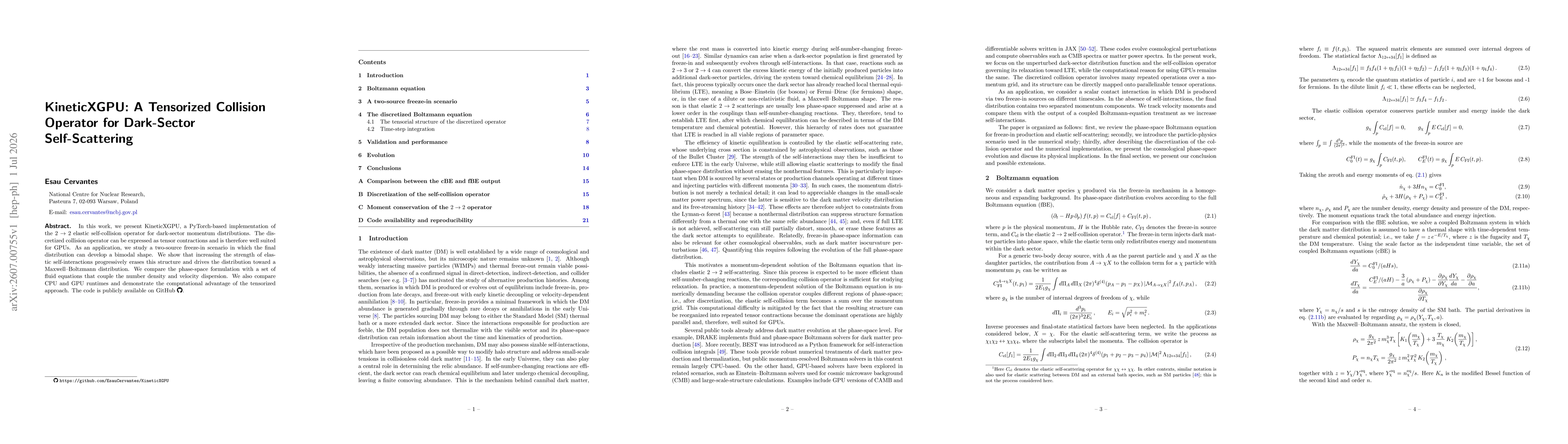Thumbnail for KineticXGPU: A Tensorized Collision Operator for Dark-Sector Self-Scattering