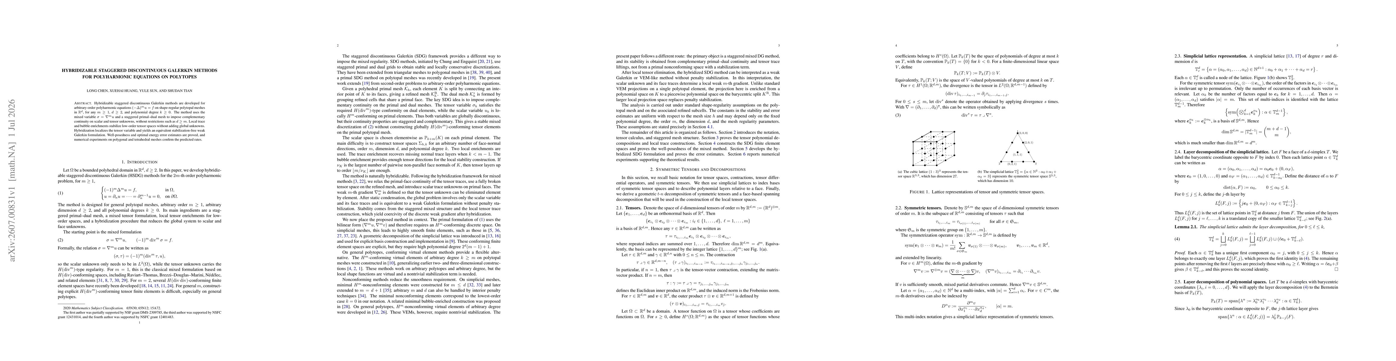 Thumbnail for Hybridizable Staggered Discontinuous Galerkin Methods for Polyharmonic Equations on Polytopes