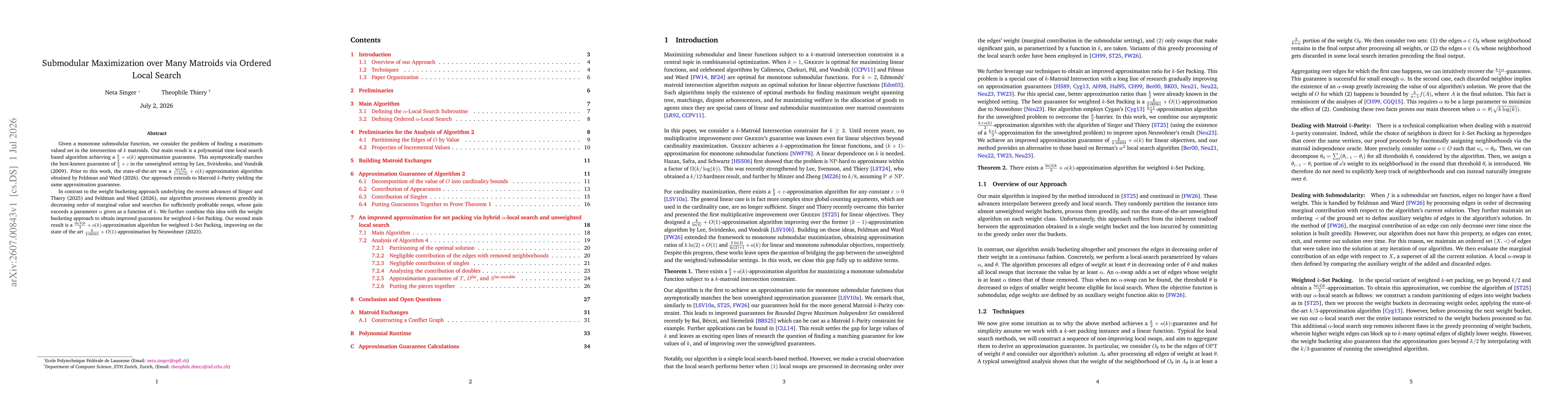 Thumbnail for Submodular Maximization over Many Matroids via Ordered Local Search