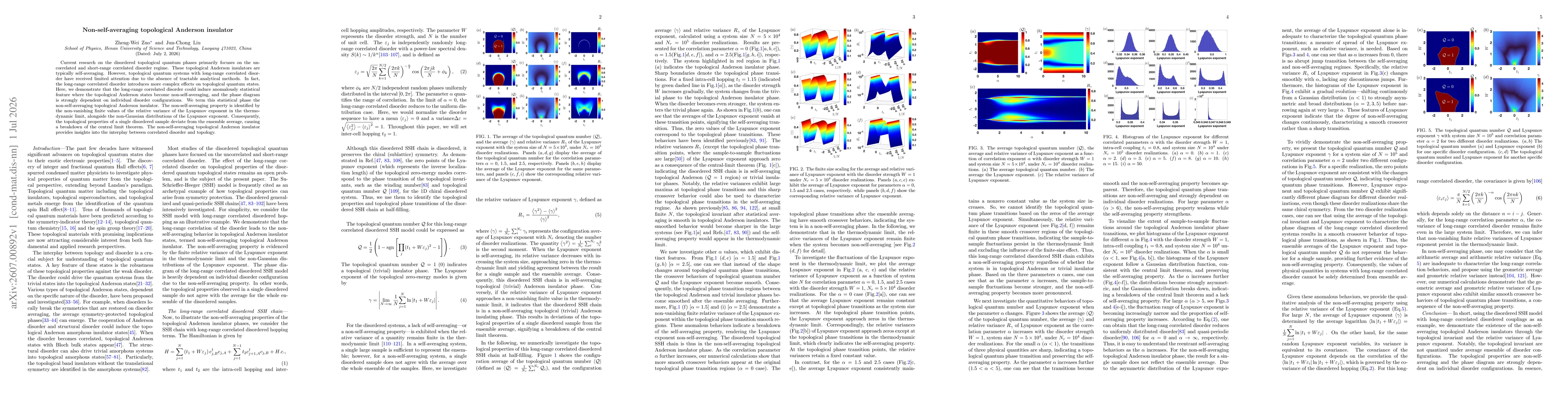 Thumbnail for Non-self-averaging topological Anderson insulator