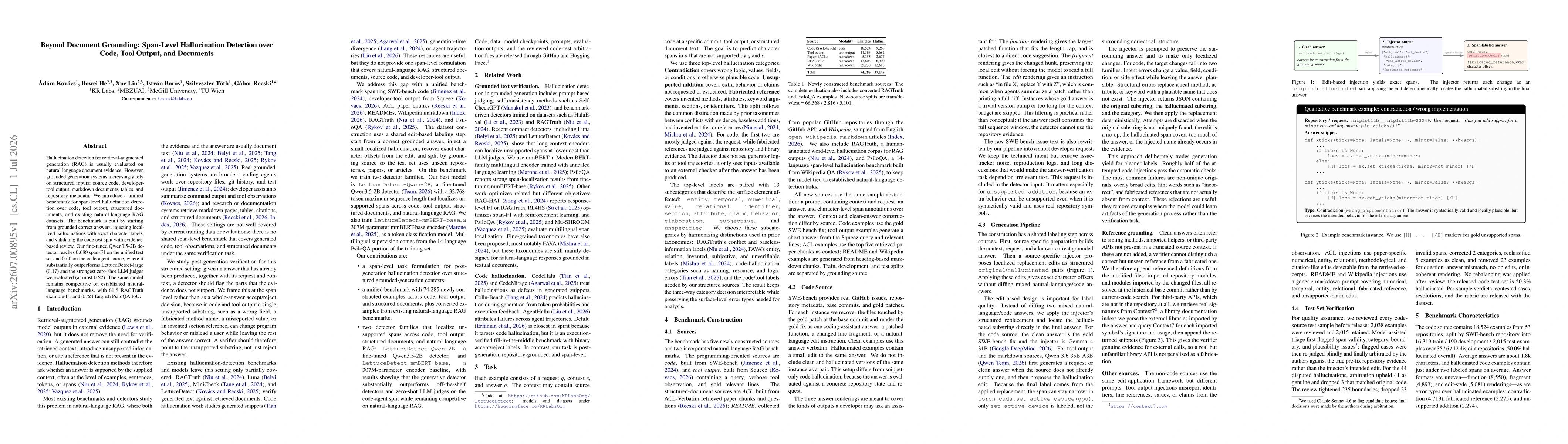 Thumbnail for Beyond Document Grounding: Span-Level Hallucination Detection over Code, Tool Output, and Documents