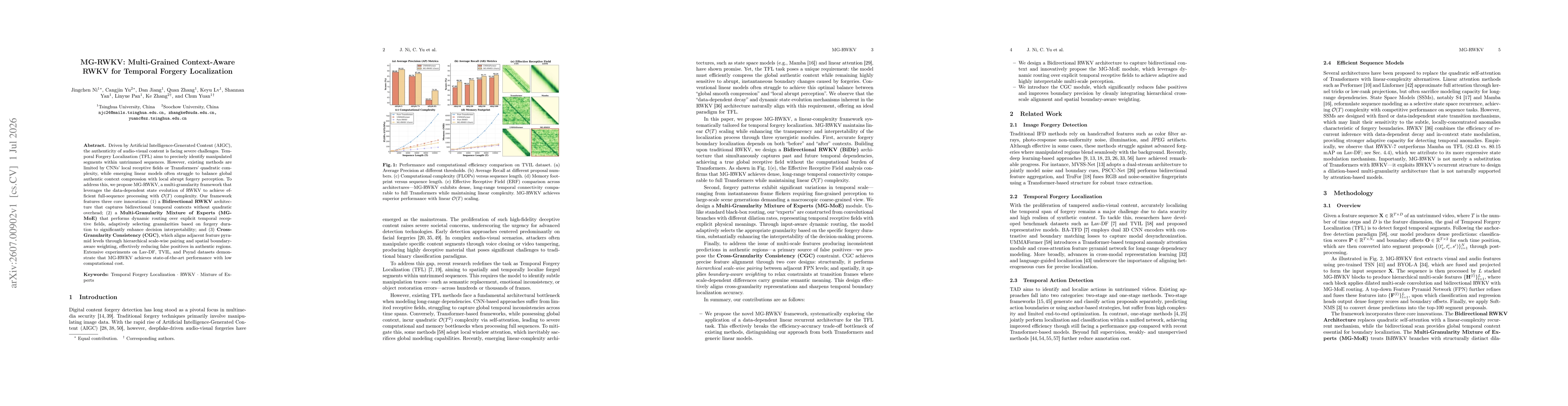 Thumbnail for MG-RWKV: Multi-Grained Context-Aware RWKV for Temporal Forgery Localization