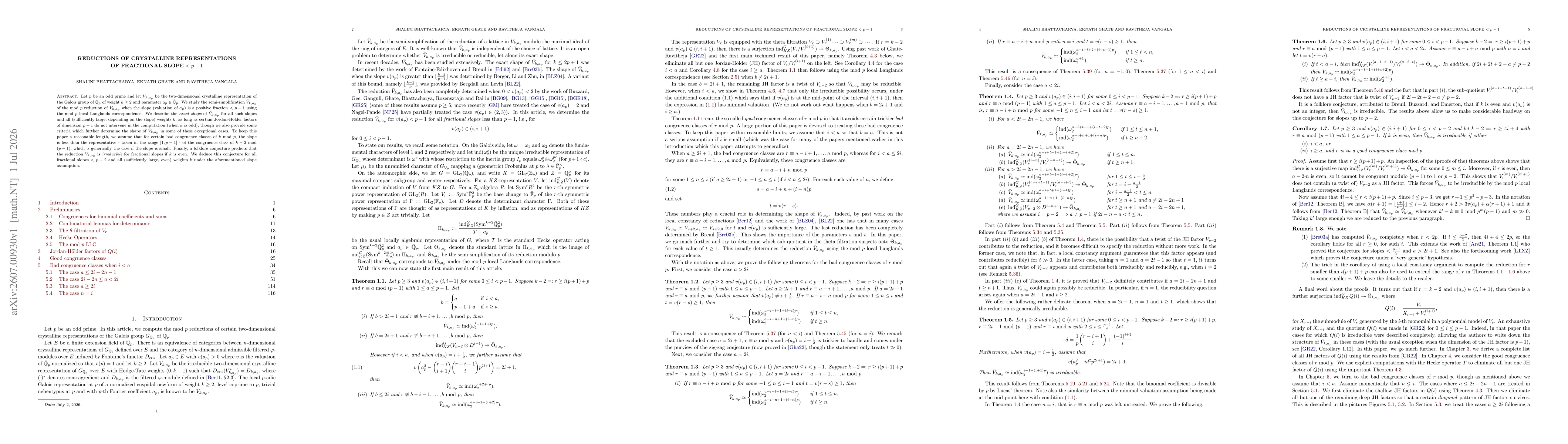 Thumbnail for Reductions Of Crystalline Representations Of Fractional Slope $<p-1$