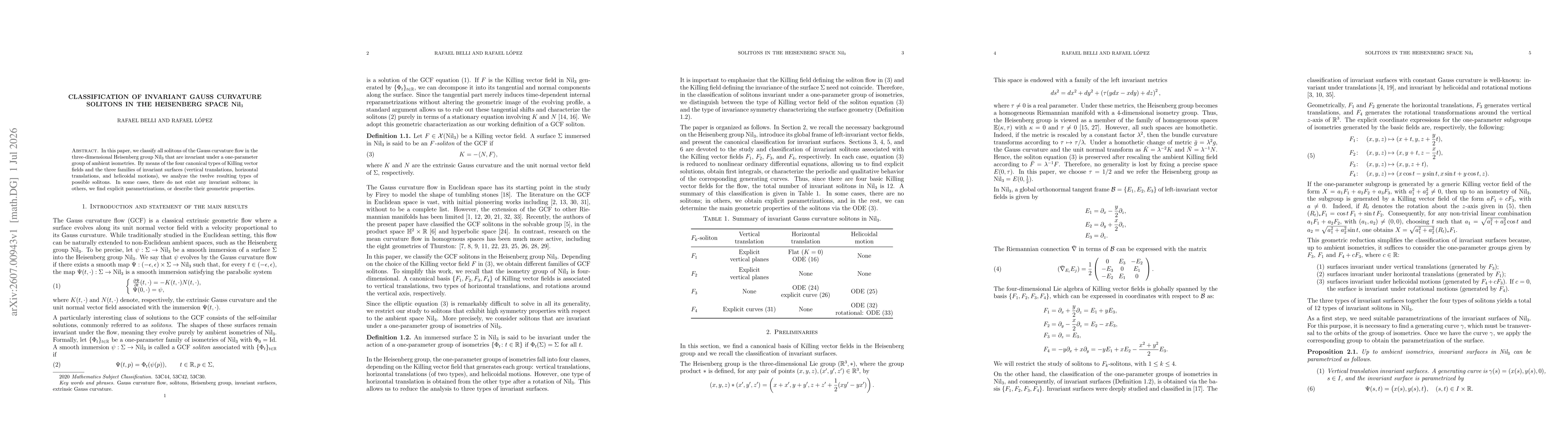 Thumbnail for Classification of invariant Gauss curvature solitons in the Heisenberg space $\nil$