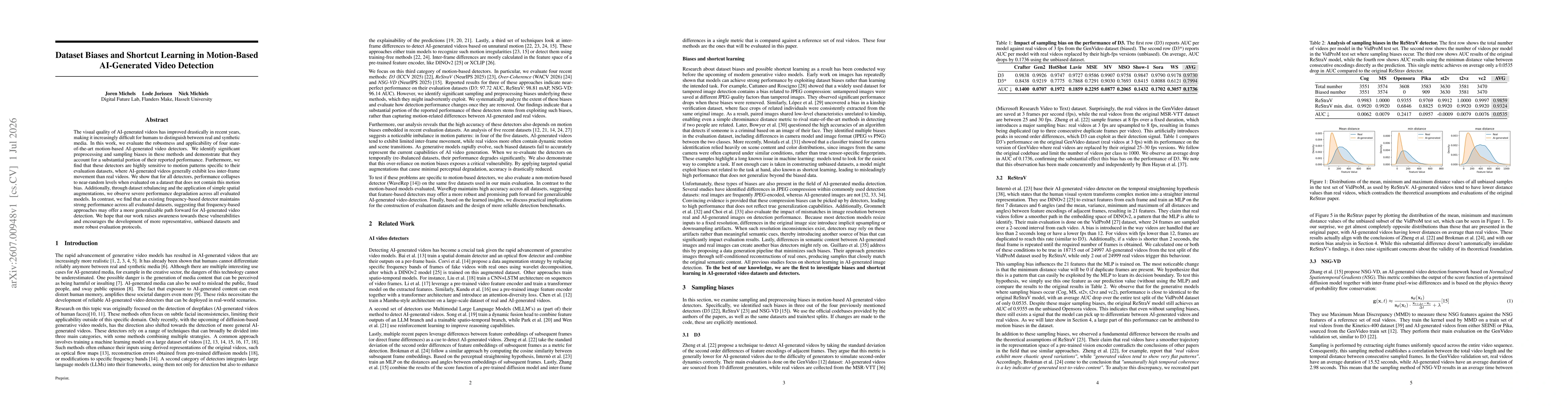 Thumbnail for Dataset Biases and Shortcut Learning in Motion-Based AI-Generated Video Detection