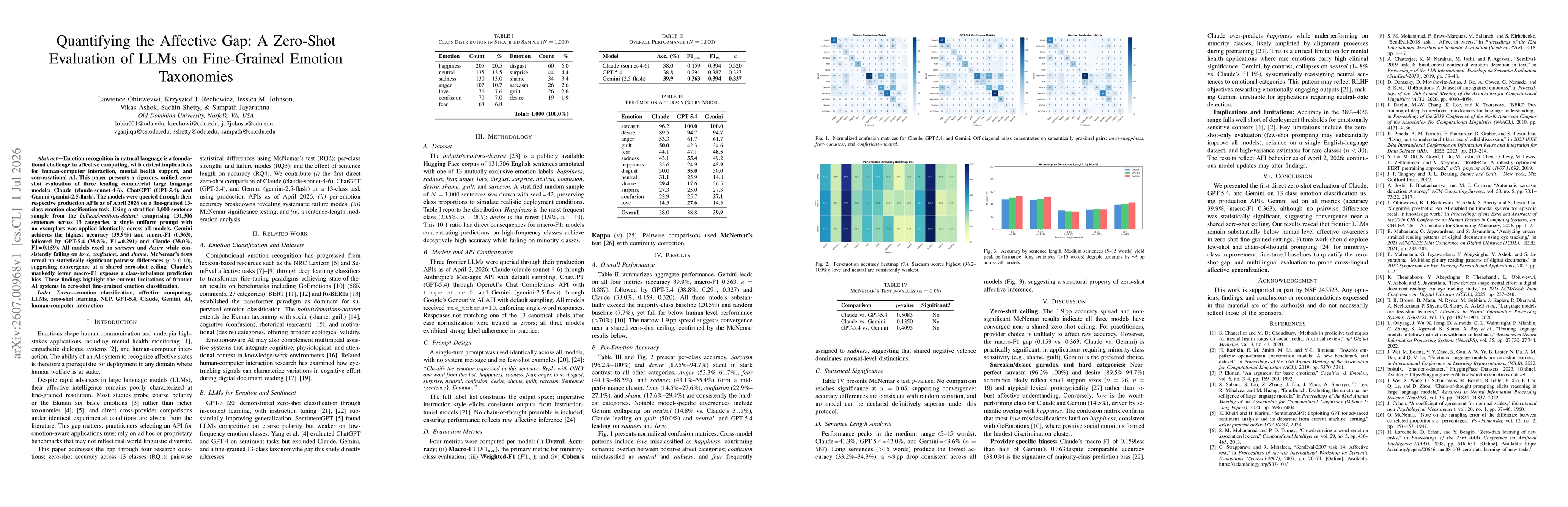 Thumbnail for Quantifying the Affective Gap: A Zero-Shot Evaluation of LLMs on Fine-Grained Emotion Taxonomies