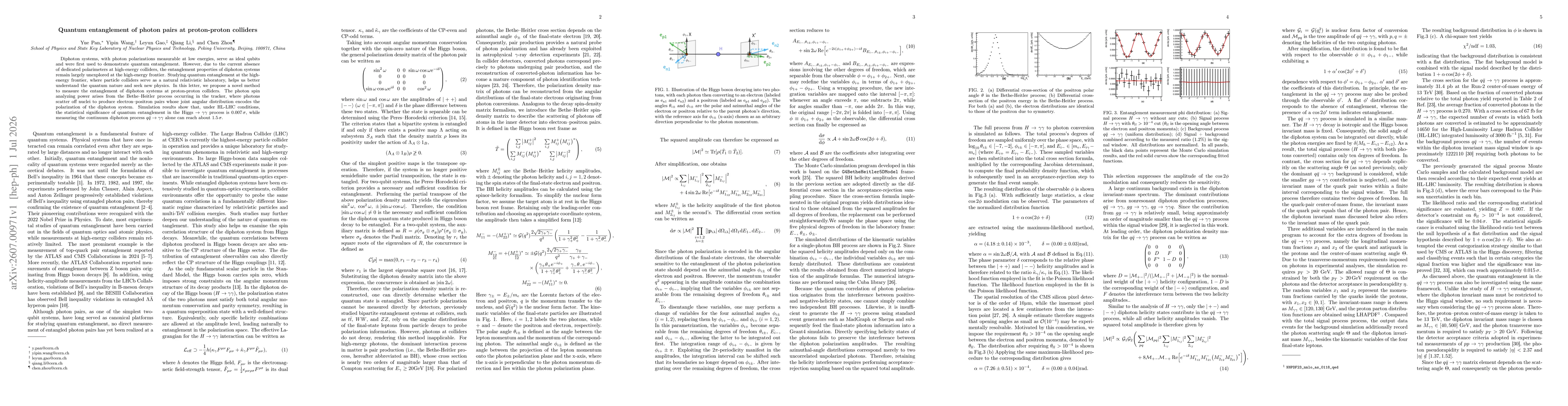 Thumbnail for Quantum entanglement of photon pairs at proton-proton colliders