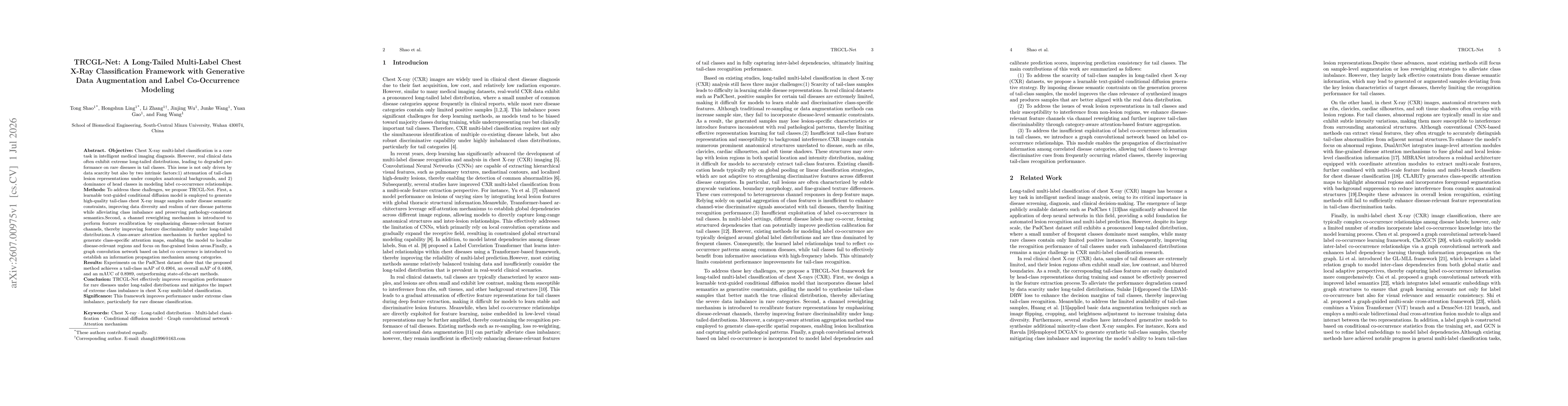 Thumbnail for TRCGL-Net: A Long-Tailed Multi-Label Chest X-Ray Classification Framework with Generative Data Augmentation and Label Co-Occurrence Modeling
