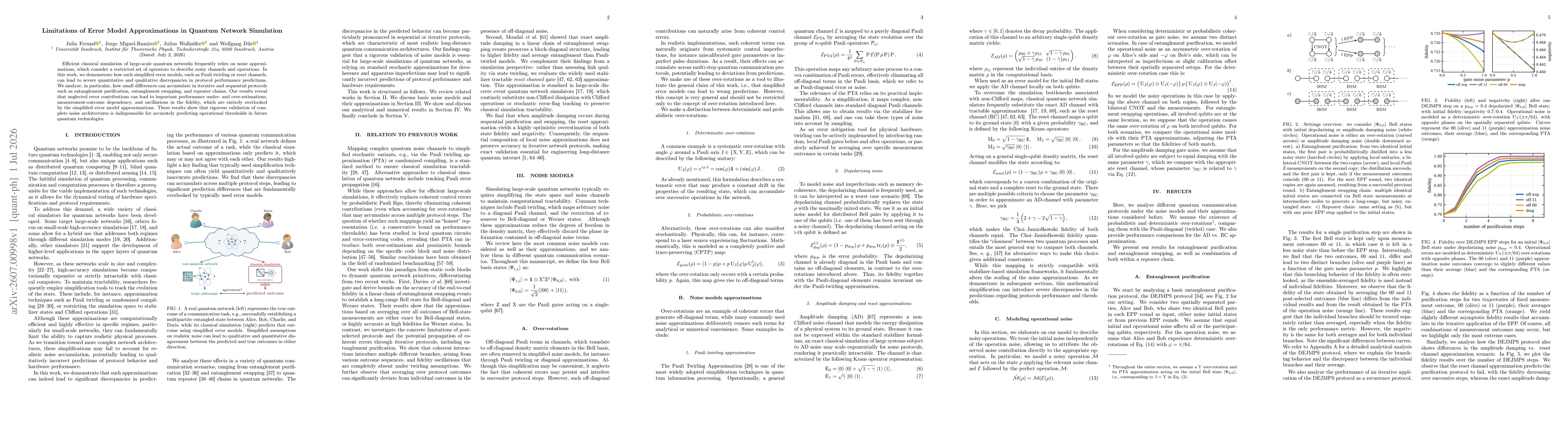 Thumbnail for Limitations of Error Model Approximations in Quantum Network Simulation