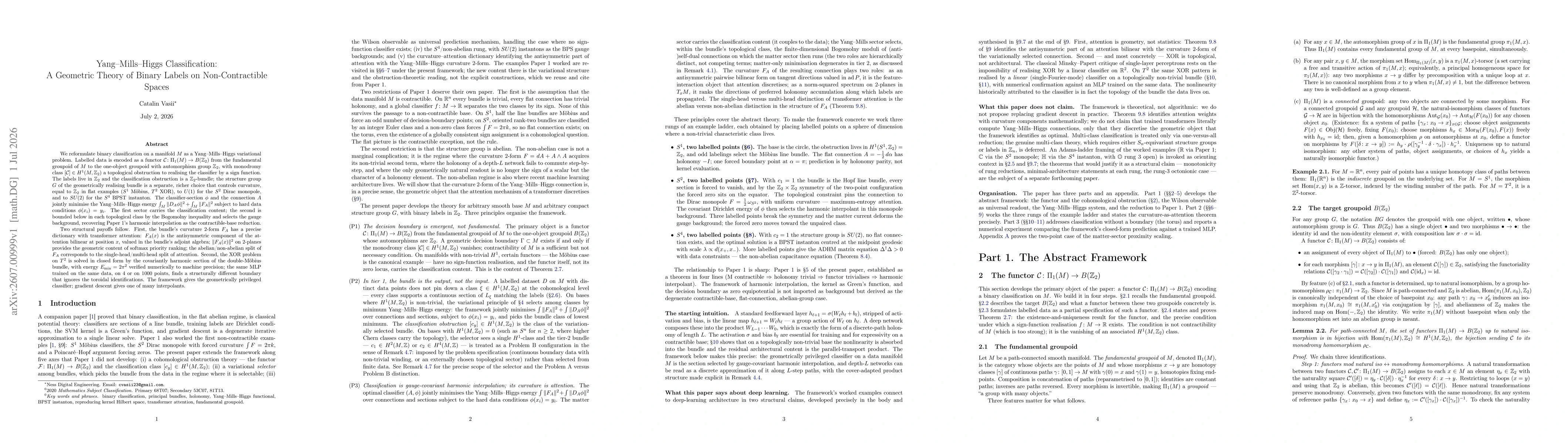 Thumbnail for Yang-Mills-Higgs: A Geometric Theory of Binary Labels on Non-Contractible Spaces