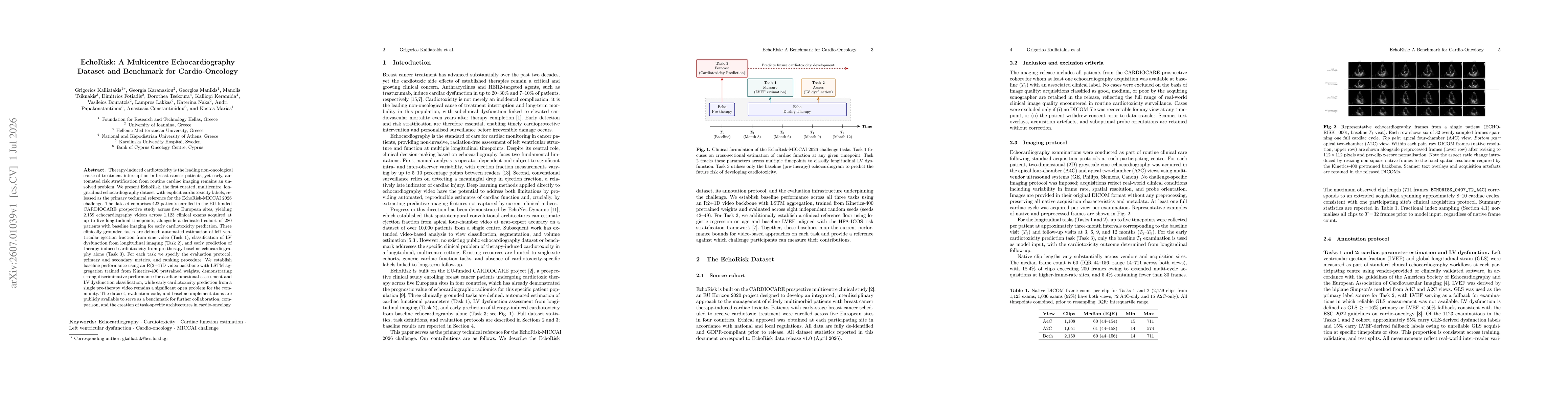 Thumbnail for EchoRisk: A Multicentre Echocardiography Dataset and Benchmark for Cardio-Oncology