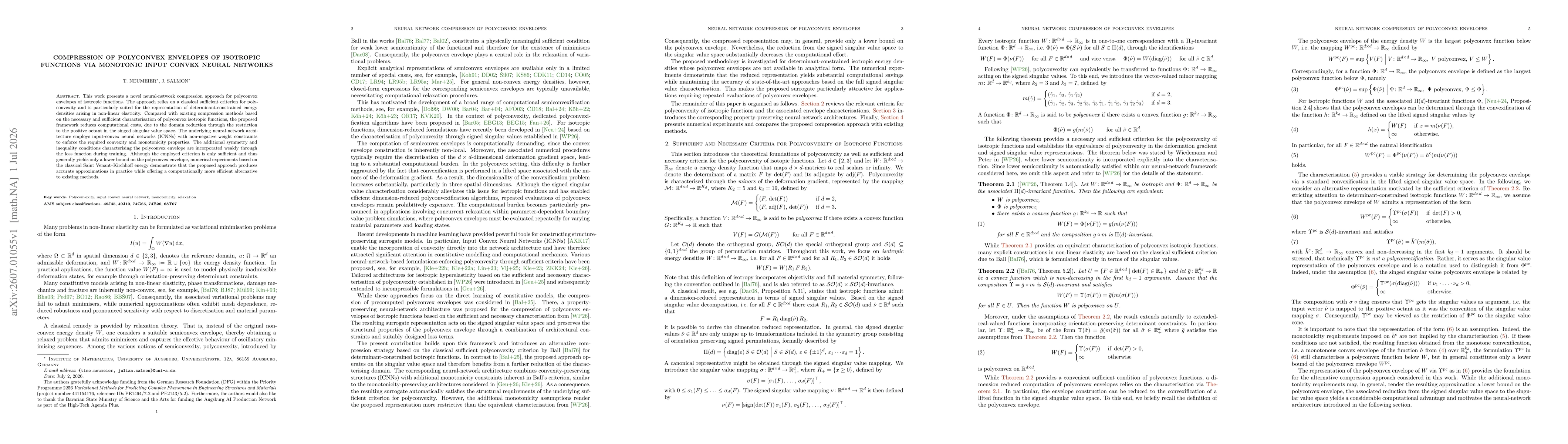 Thumbnail for Compression of Polyconvex Envelopes of Isotropic Functions via Monotonic Input Convex Neural Networks