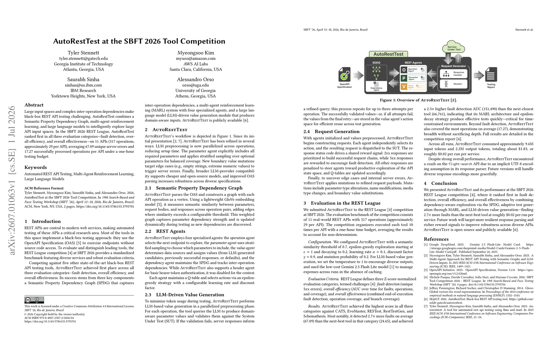 Thumbnail for AutoRestTest at the SBFT 2026 Tool Competition