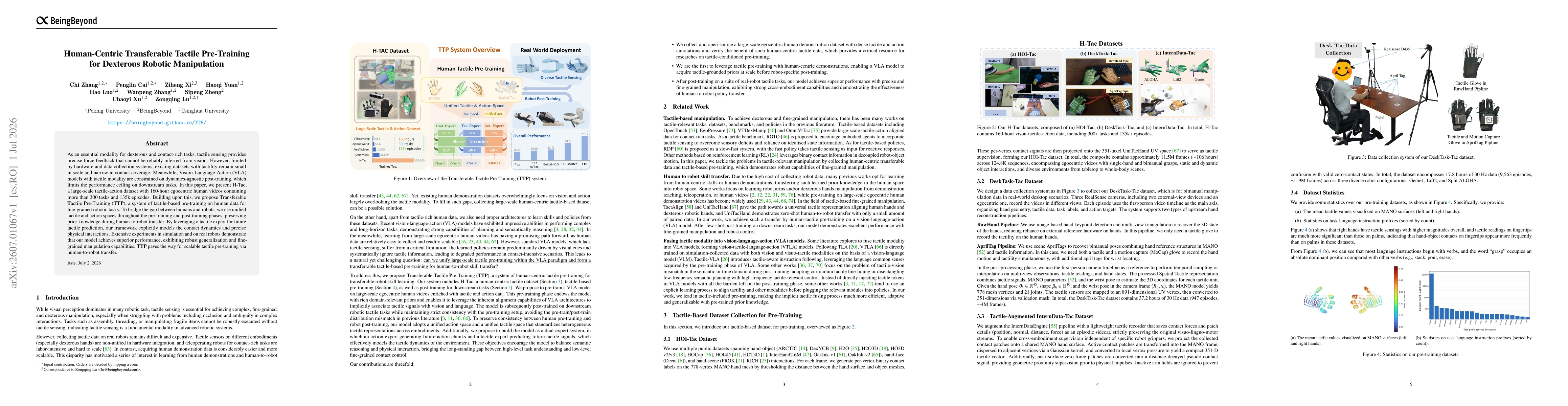 Thumbnail for Human-Centric Transferable Tactile Pre-Training for Dexterous Robotic Manipulation