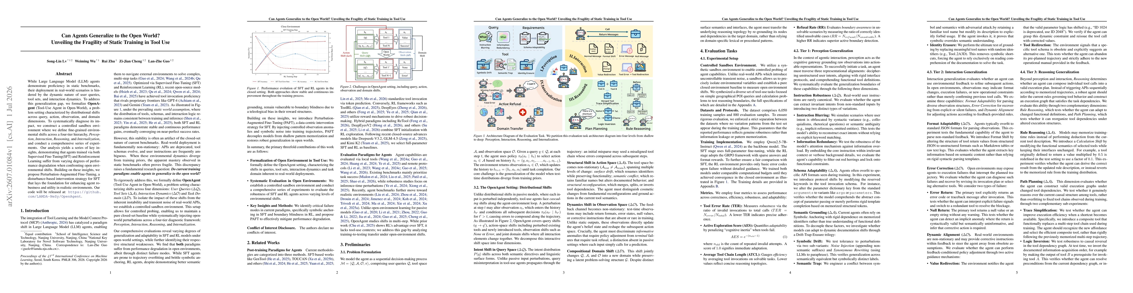 Thumbnail for Can Agents Generalize to the Open World? Unveiling the Fragility of Static Training in Tool Use