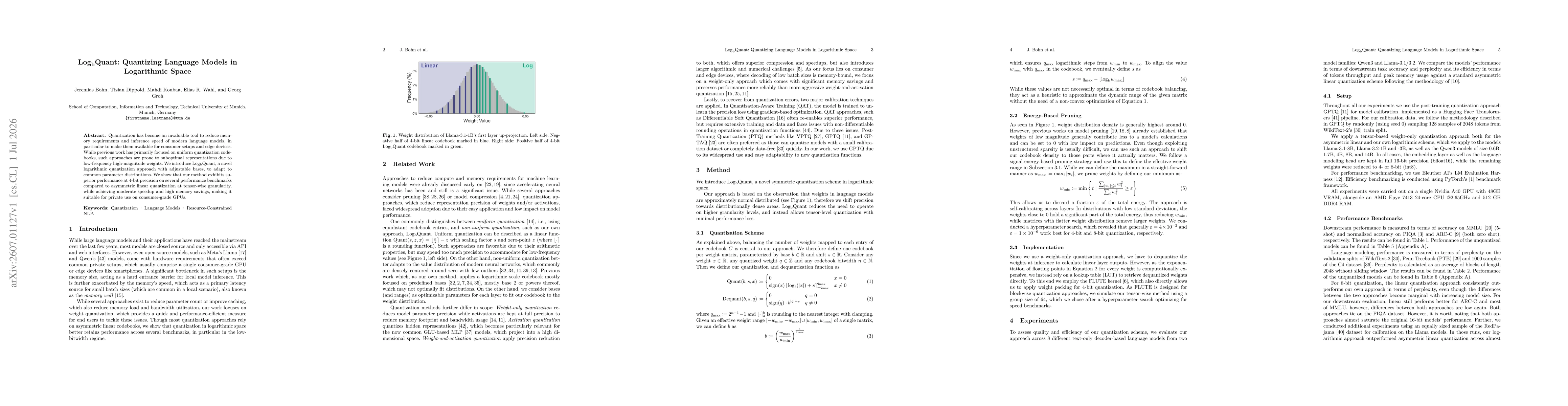 Thumbnail for $\text{Log}_\text{b}$Quant: Quantizing Language Models in Logarithmic Space