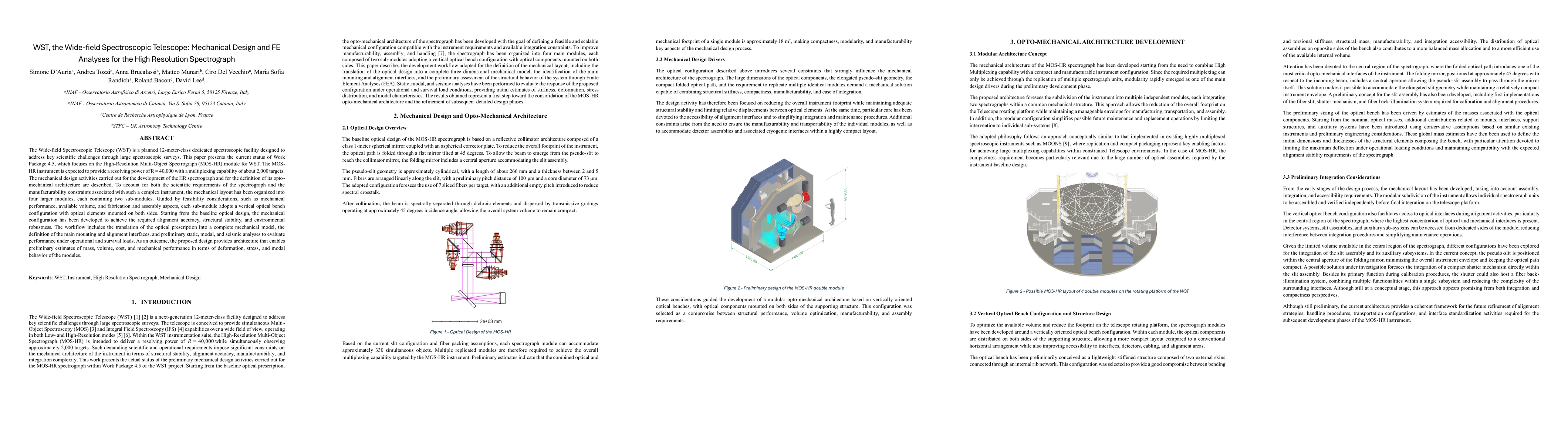 Thumbnail for WST, the Wide-field Spectroscopic Telescope: Mechanical Design and FE Analyses for the High Resolution Spectrograph