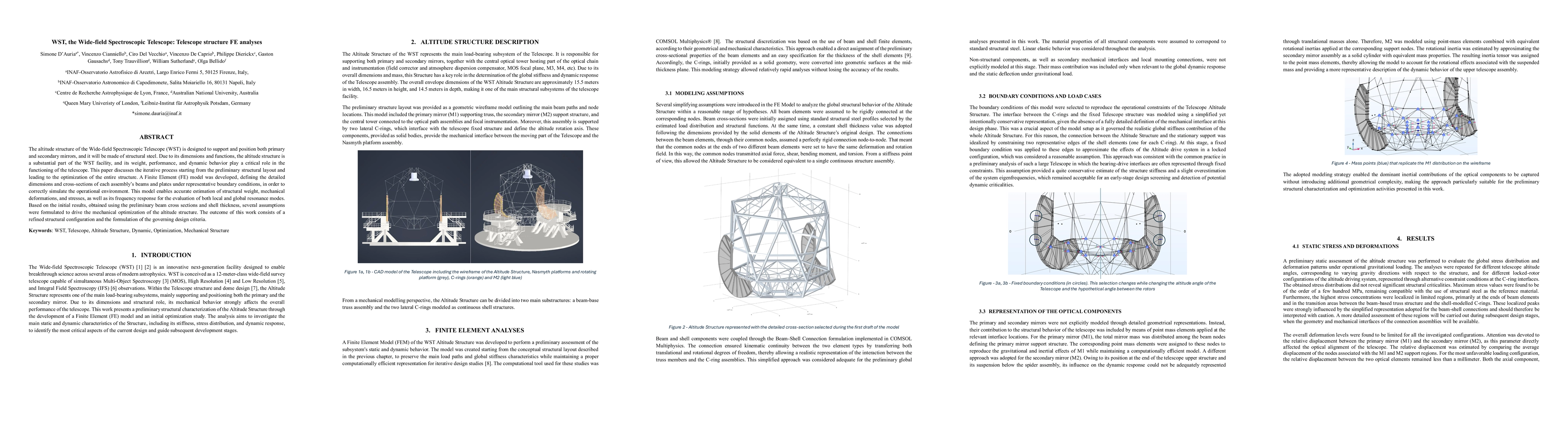 Thumbnail for WST, the Wide-field Spectroscopic Telescope: Telescope structure FE analyses