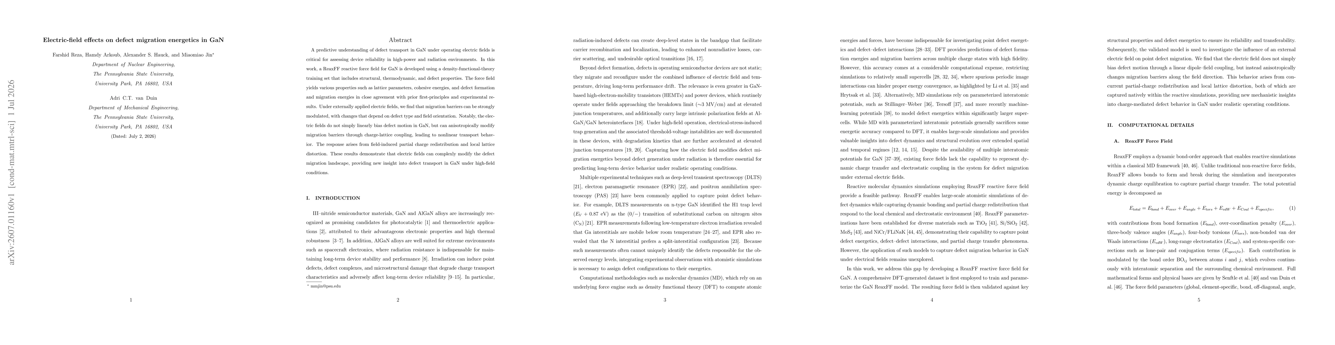 Thumbnail for Electric-field effects on defect migration energetics in GaN